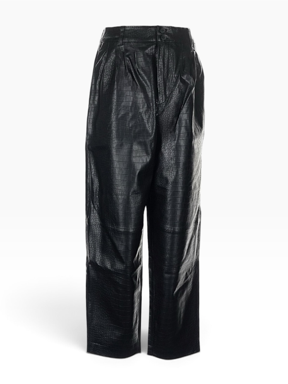 BLANKNYC Stay Real Pants 29 Black Croc Faux Leather Pleated High Rise NWT